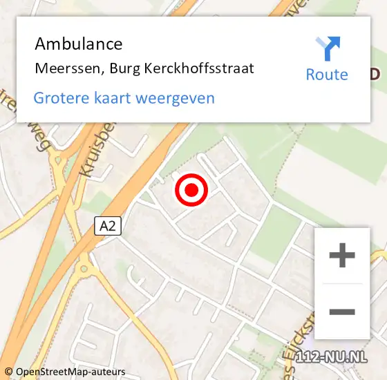 Locatie op kaart van de 112 melding: Ambulance Meerssen, Burg Kerckhoffsstraat op 23 november 2014 12:31