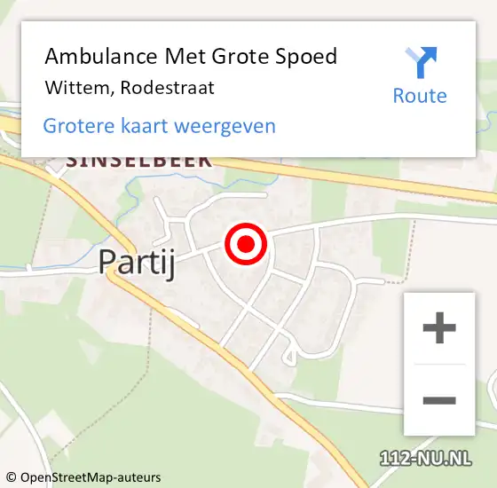 Locatie op kaart van de 112 melding: Ambulance Met Grote Spoed Naar Wittem, Rodestraat op 23 november 2014 12:47