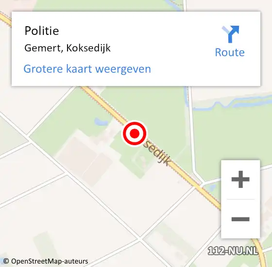 Locatie op kaart van de 112 melding: Politie Gemert, Koksedijk op 23 november 2014 13:19