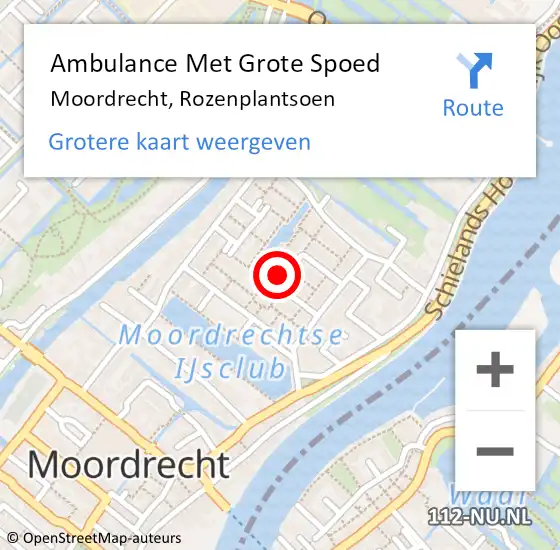 Locatie op kaart van de 112 melding: Ambulance Met Grote Spoed Naar Moordrecht, Rozenplantsoen op 23 november 2014 14:41