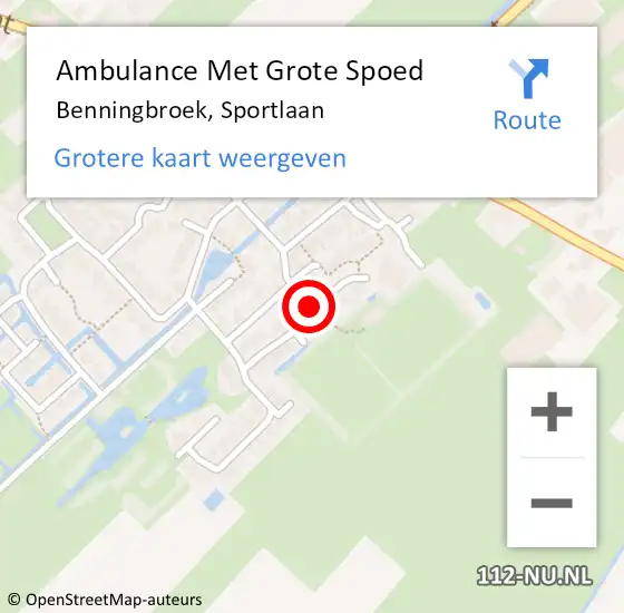 Locatie op kaart van de 112 melding: Ambulance Met Grote Spoed Naar Benningbroek, Sportlaan op 23 november 2014 15:26