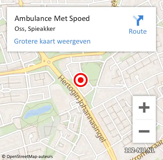 Locatie op kaart van de 112 melding: Ambulance Met Spoed Naar Oss, Spieakker op 23 november 2014 15:37