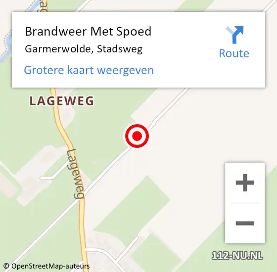 Locatie op kaart van de 112 melding: Brandweer Met Spoed Naar Garmerwolde, Stadsweg op 23 november 2014 16:06
