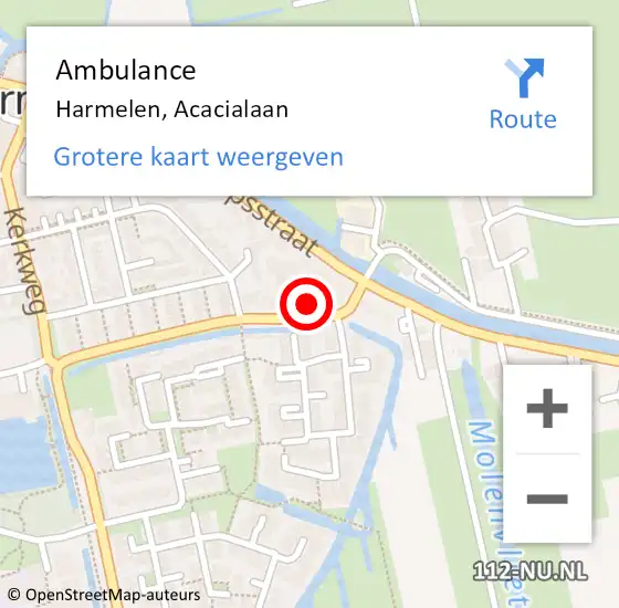 Locatie op kaart van de 112 melding: Ambulance Harmelen, Acacialaan op 23 november 2014 16:11