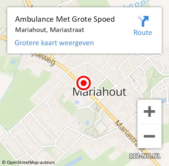 Locatie op kaart van de 112 melding: Ambulance Met Grote Spoed Naar Mariahout, Mariastraat op 23 november 2014 16:20