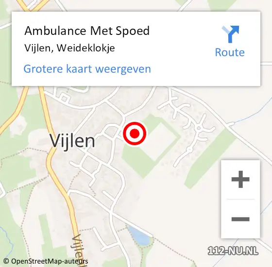 Locatie op kaart van de 112 melding: Ambulance Met Spoed Naar Vijlen, Weideklokje op 23 november 2014 16:30