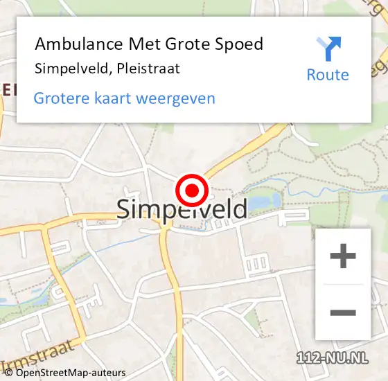 Locatie op kaart van de 112 melding: Ambulance Met Grote Spoed Naar Simpelveld, Pleistraat op 23 november 2014 16:38