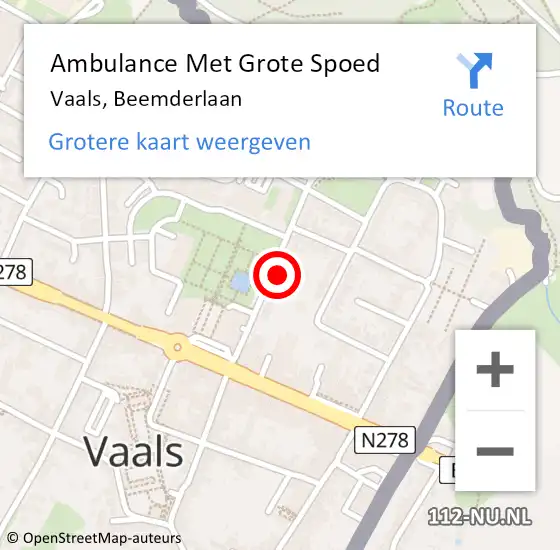 Locatie op kaart van de 112 melding: Ambulance Met Grote Spoed Naar Vaals, Beemderlaan op 23 november 2014 16:56