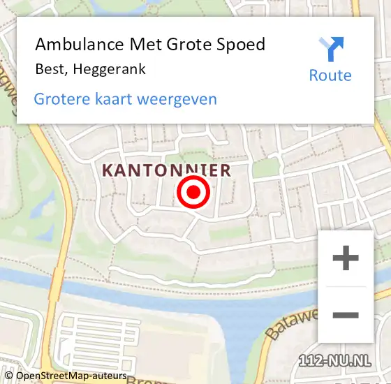 Locatie op kaart van de 112 melding: Ambulance Met Grote Spoed Naar Best, Heggerank op 23 november 2014 16:57