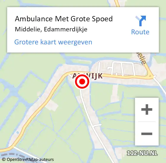 Locatie op kaart van de 112 melding: Ambulance Met Grote Spoed Naar Middelie, Edammerdijkje op 22 oktober 2013 03:40