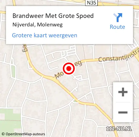 Locatie op kaart van de 112 melding: Brandweer Met Grote Spoed Naar Nijverdal, Molenweg op 23 november 2014 17:22