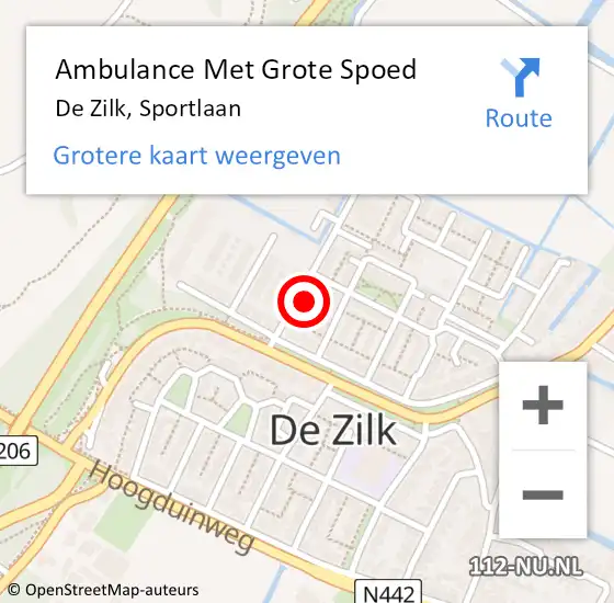 Locatie op kaart van de 112 melding: Ambulance Met Grote Spoed Naar De Zilk, Sportlaan op 23 november 2014 17:43