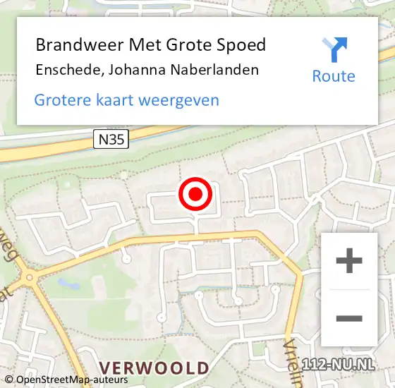 Locatie op kaart van de 112 melding: Brandweer Met Grote Spoed Naar Enschede, Johanna Naberlanden op 23 november 2014 17:52