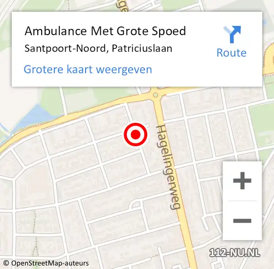 Locatie op kaart van de 112 melding: Ambulance Met Grote Spoed Naar Santpoort-Noord, Patriciuslaan op 23 november 2014 18:10