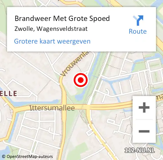 Locatie op kaart van de 112 melding: Brandweer Met Grote Spoed Naar Zwolle, Wagensveldstraat op 23 november 2014 18:55