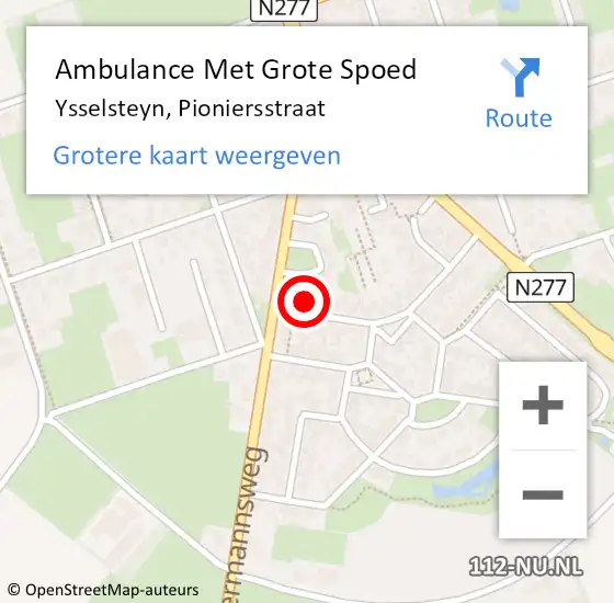 Locatie op kaart van de 112 melding: Ambulance Met Grote Spoed Naar Ysselsteyn, Pioniersstraat op 23 november 2014 19:00