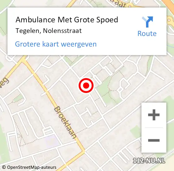 Locatie op kaart van de 112 melding: Ambulance Met Grote Spoed Naar Tegelen, Nolensstraat op 23 november 2014 19:41