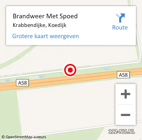 Locatie op kaart van de 112 melding: Brandweer Met Spoed Naar Krabbendijke, Koedijk op 23 november 2014 19:41