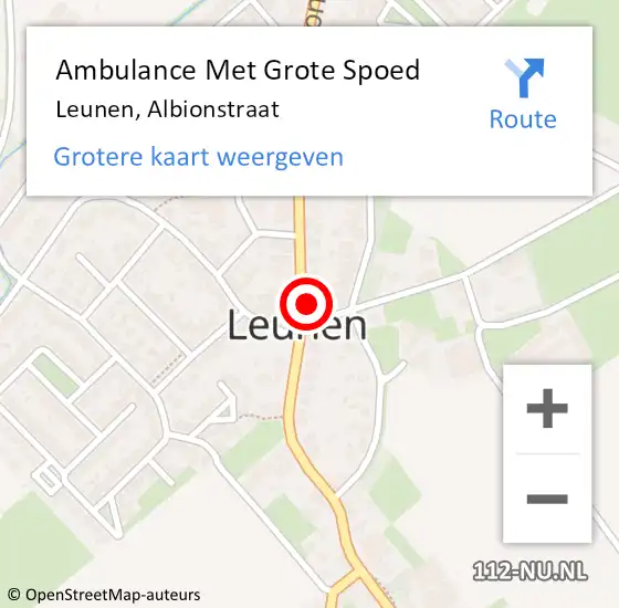 Locatie op kaart van de 112 melding: Ambulance Met Grote Spoed Naar Leunen, Albionstraat op 23 november 2014 20:58