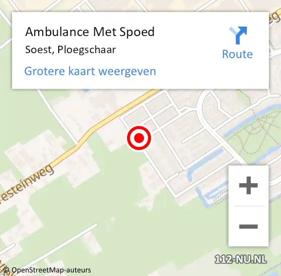 Locatie op kaart van de 112 melding: Ambulance Met Spoed Naar Soest, Ploegschaar op 22 oktober 2013 05:52