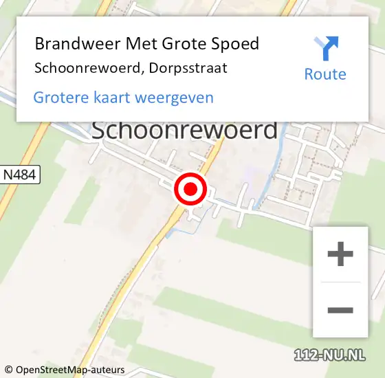 Locatie op kaart van de 112 melding: Brandweer Met Grote Spoed Naar Schoonrewoerd, Dorpsstraat op 23 november 2014 21:12