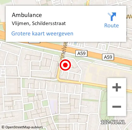 Locatie op kaart van de 112 melding: Ambulance Vlijmen, Schildersstraat op 23 november 2014 21:44