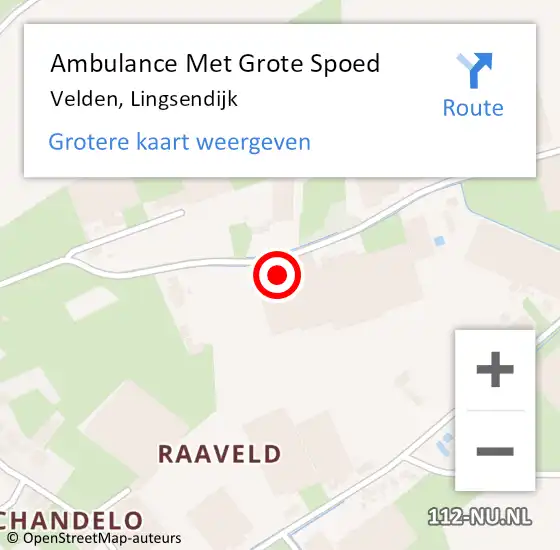 Locatie op kaart van de 112 melding: Ambulance Met Grote Spoed Naar Velden, Lingsendijk op 23 november 2014 21:55