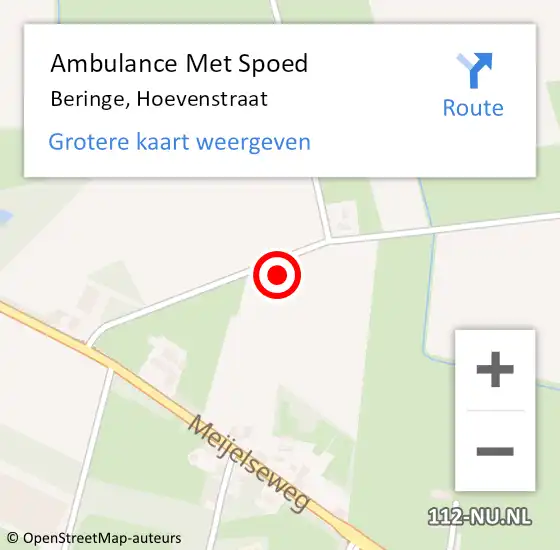 Locatie op kaart van de 112 melding: Ambulance Met Spoed Naar Beringe, Hoevenstraat op 23 november 2014 22:21