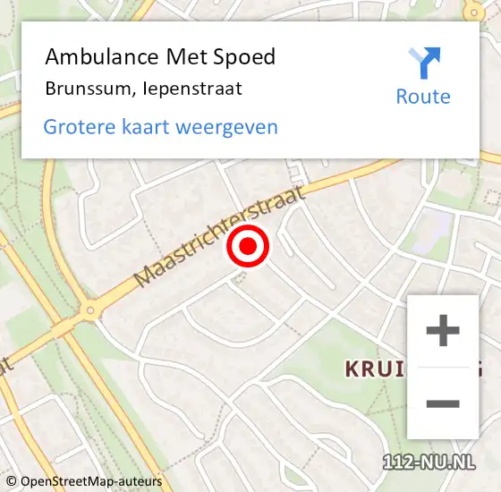 Locatie op kaart van de 112 melding: Ambulance Met Spoed Naar Brunssum, Iepenstraat op 23 november 2014 22:22