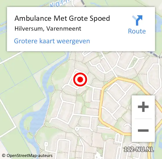 Locatie op kaart van de 112 melding: Ambulance Met Grote Spoed Naar Hilversum, Varenmeent op 23 november 2014 22:42