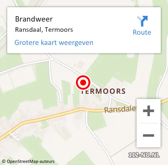 Locatie op kaart van de 112 melding: Brandweer Ransdaal, Termoors op 24 november 2014 05:02