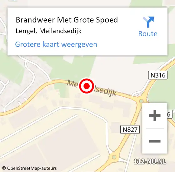 Locatie op kaart van de 112 melding: Brandweer Met Grote Spoed Naar Lengel, Meilandsedijk op 24 november 2014 06:39