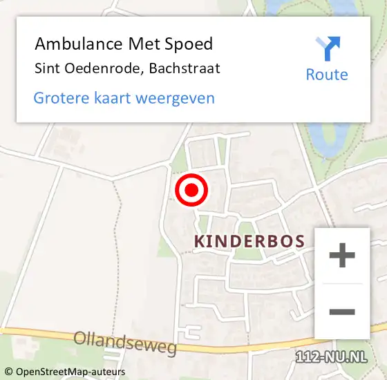 Locatie op kaart van de 112 melding: Ambulance Met Spoed Naar Sint Oedenrode, Bachstraat op 24 november 2014 06:45