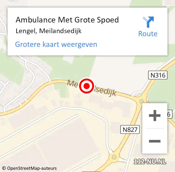 Locatie op kaart van de 112 melding: Ambulance Met Grote Spoed Naar Lengel, Meilandsedijk op 24 november 2014 06:46