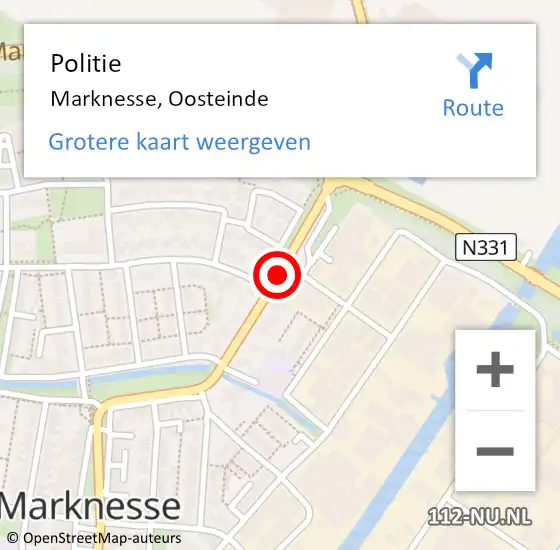 Locatie op kaart van de 112 melding: Politie Marknesse, Oosteinde op 24 november 2014 07:04