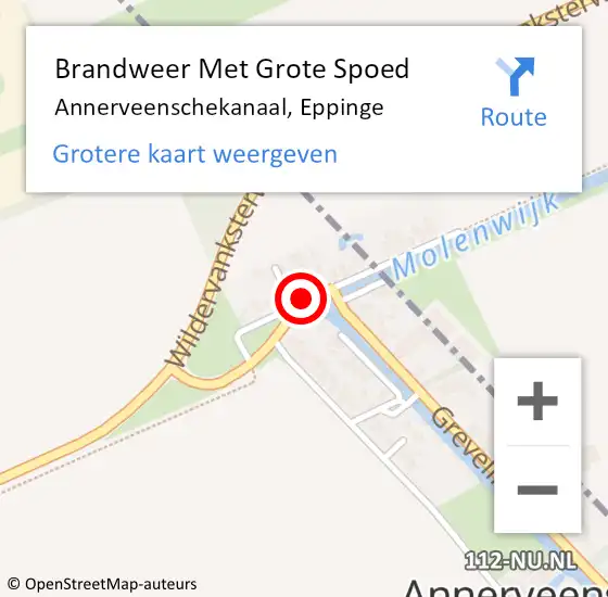 Locatie op kaart van de 112 melding: Brandweer Met Grote Spoed Naar Annerveenschekanaal, Eppinge op 24 november 2014 07:13