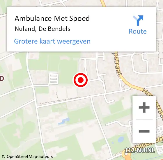 Locatie op kaart van de 112 melding: Ambulance Met Spoed Naar Nuland, De Bendels op 24 november 2014 07:26