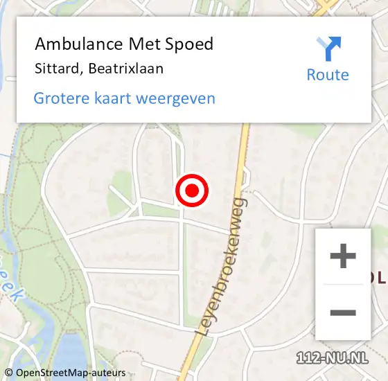 Locatie op kaart van de 112 melding: Ambulance Met Spoed Naar Sittard, Beatrixlaan op 24 november 2014 07:32