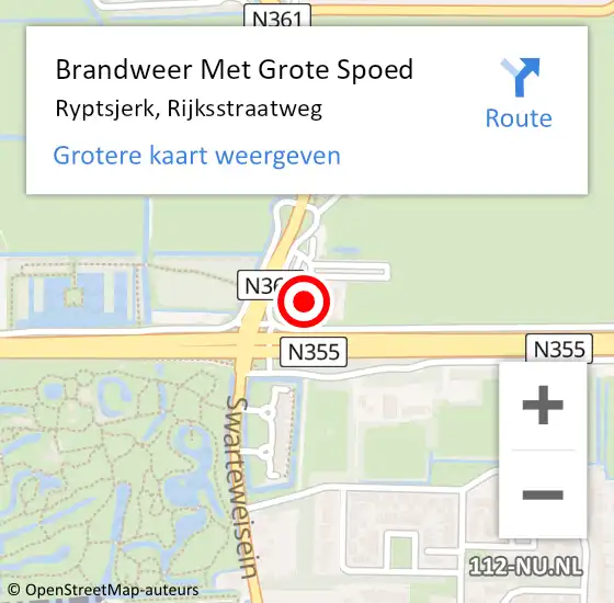 Locatie op kaart van de 112 melding: Brandweer Met Grote Spoed Naar Ryptsjerk, Rijksstraatweg op 24 november 2014 08:07