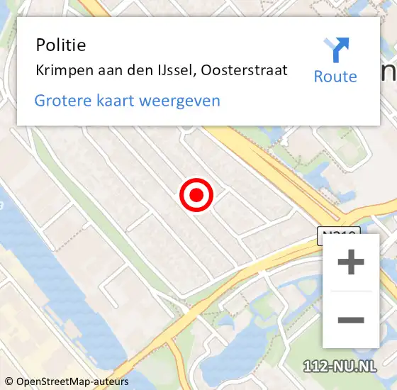 Locatie op kaart van de 112 melding: Politie Krimpen aan den IJssel, Oosterstraat op 22 oktober 2013 07:28