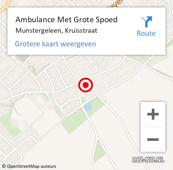 Locatie op kaart van de 112 melding: Ambulance Met Grote Spoed Naar Munstergeleen, Kruisstraat op 24 november 2014 09:03