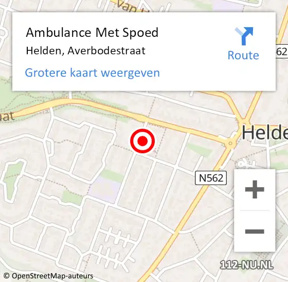 Locatie op kaart van de 112 melding: Ambulance Met Spoed Naar Helden, Averbodestraat op 24 november 2014 09:17