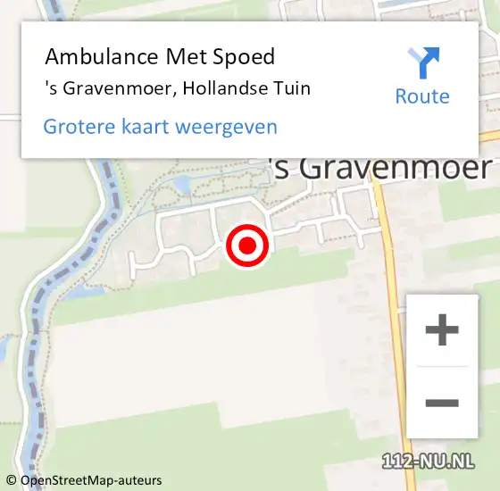 Locatie op kaart van de 112 melding: Ambulance Met Spoed Naar 's Gravenmoer, Hollandse Tuin op 24 november 2014 09:22