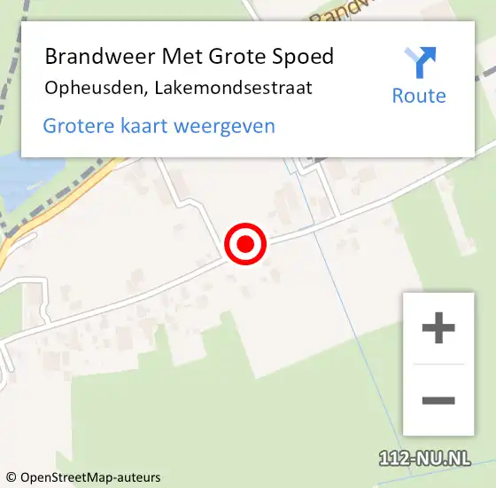 Locatie op kaart van de 112 melding: Brandweer Met Grote Spoed Naar Opheusden, Lakemondsestraat op 24 november 2014 09:32