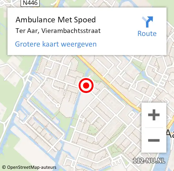 Locatie op kaart van de 112 melding: Ambulance Met Spoed Naar Ter Aar, Vierambachtsstraat op 24 november 2014 09:38