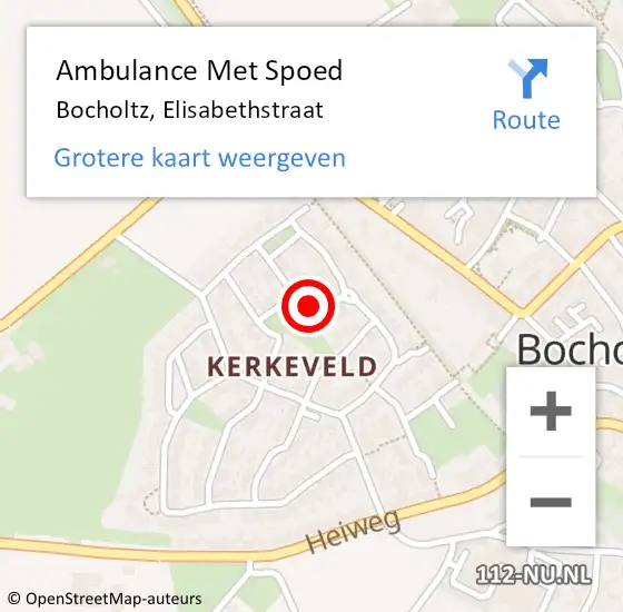 Locatie op kaart van de 112 melding: Ambulance Met Spoed Naar Bocholtz, Elisabethstraat op 24 november 2014 11:06