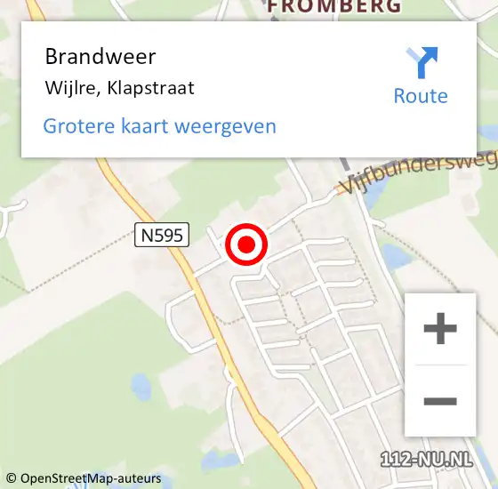 Locatie op kaart van de 112 melding: Brandweer Wijlre, Klapstraat op 24 november 2014 11:26