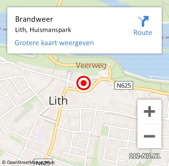 Locatie op kaart van de 112 melding: Brandweer Lith, Huismanspark op 24 november 2014 11:51