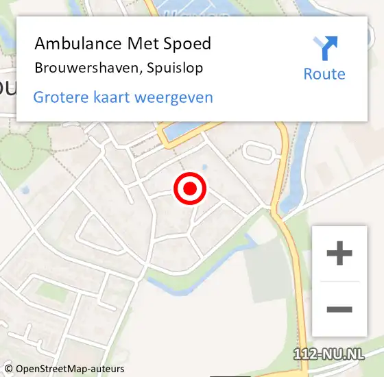 Locatie op kaart van de 112 melding: Ambulance Met Spoed Naar Brouwershaven, Spuislop op 22 oktober 2013 08:06