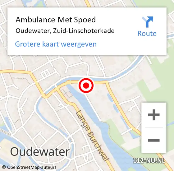 Locatie op kaart van de 112 melding: Ambulance Met Spoed Naar Oudewater, Zuid-Linschoterkade op 24 november 2014 12:09